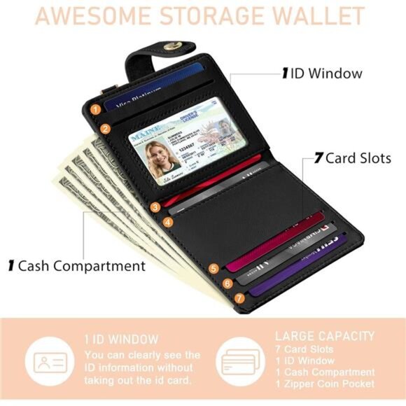 Skull Skeleton Rfid Women Wallet, Small Slim Thin Credit Card Wallet, PU - Picture 5 of 7